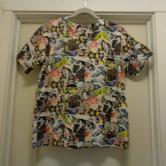 ASIAN INSPIRED W LADIES SCRUB TOP, COTTON M - Picture 2 of 5